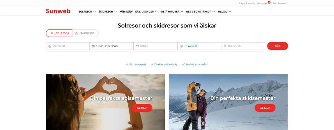 Sunweb Zweden website